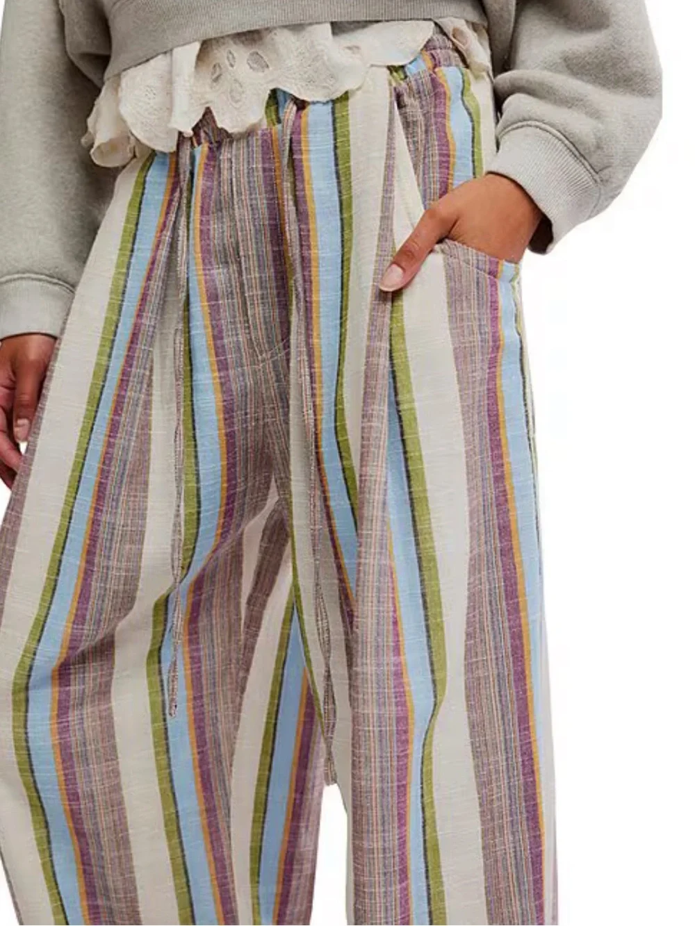 Free People Chambers Stripe  Wide Leg Drawstring Pants. New without tags. - Picture 5 of 13
